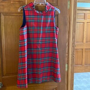 Vineyard Vines sleeveless plaid dress w ruffle neckline e